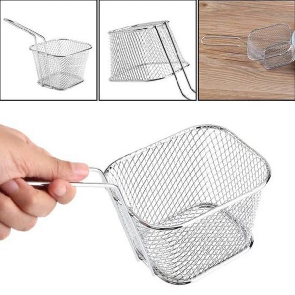 1PC Stainless Steel Metal Basket Serving Food Presentation Cooking Tools French Fries Basket Mini Fry Storage Kitchen Housewares - Image 4