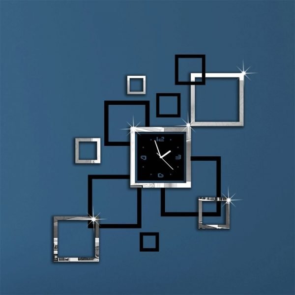 Wall clocks 3d sticker Quartz watch design sliver & black clocks - Image 2
