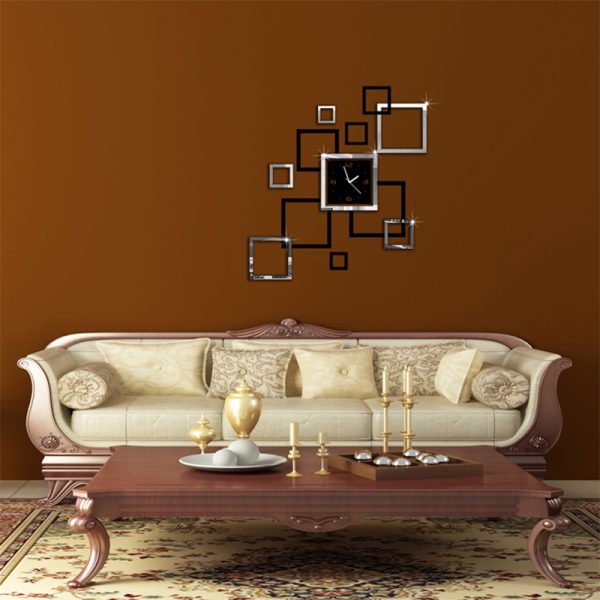 Wall clocks 3d sticker Quartz watch design sliver & black clocks - Image 3
