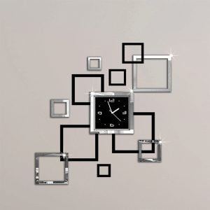 Wall clocks 3d sticker Quartz watch design sliver & black clocks