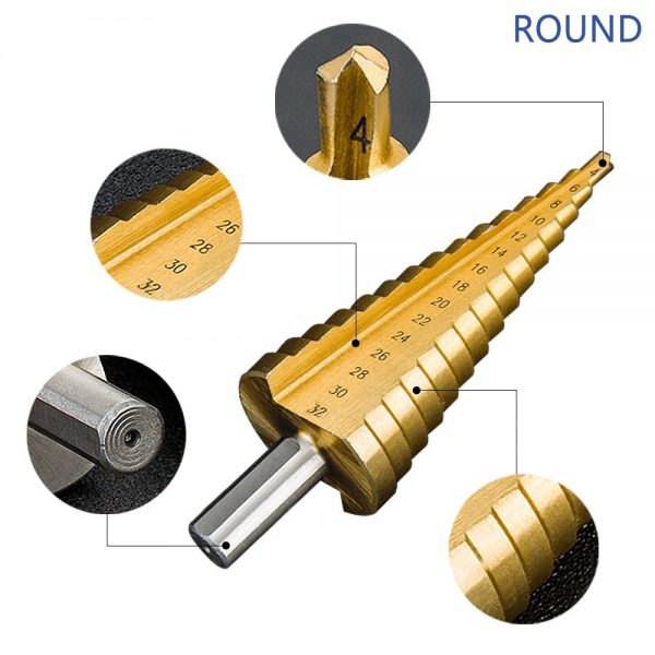 4-12 4-20 4-32 mm HSS Titanium Coated Step Drill Bit Drilling Power Tools for Metal High Speed Steel Wood Hole Cutter Cone Drill - Image 3