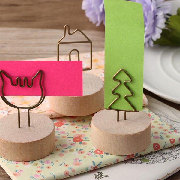 4CM Creative Round Wooden Iron Photo Clip Memo Name Card Pendant Furnishing Articles Picture Frame DIY Family Photo Decoration - Image 2