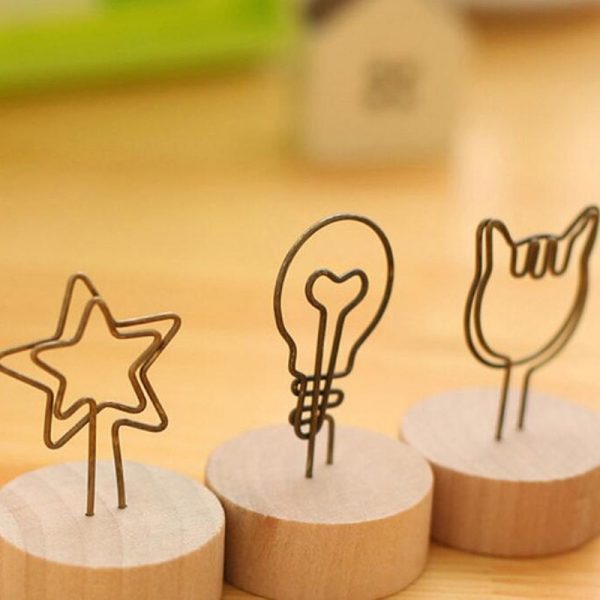 4CM Creative Round Wooden Iron Photo Clip Memo Name Card Pendant Furnishing Articles Picture Frame DIY Family Photo Decoration - Image 3