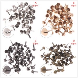 50pcs/lot Metal Crafts Purse Feet Rivets Studs Pierced For Purse Handbag Punk Rock Rivets Bag Leather DIY Accessories 12mm