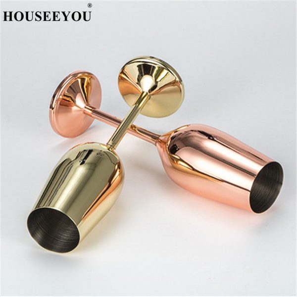 HOUSEEYOU Copper/Silver/Rose Gold Wine Glasses Stainless Steel Goblet Juice Drink Champagne Flutes Party Barware Kitchen Tools - Image 2