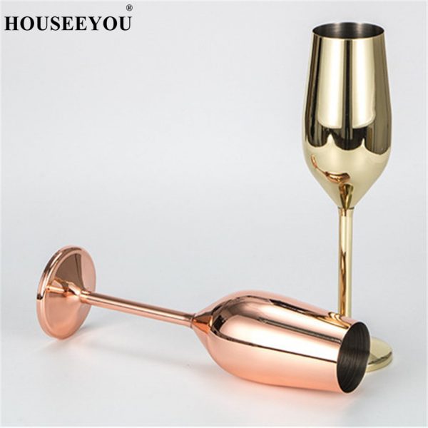HOUSEEYOU Copper/Silver/Rose Gold Wine Glasses Stainless Steel Goblet Juice Drink Champagne Flutes Party Barware Kitchen Tools - Image 3
