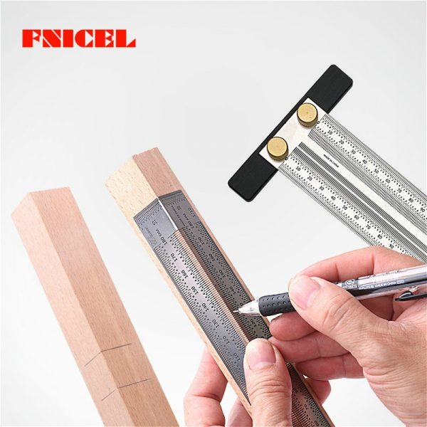 High-precision Scale Ruler T-type Hole Ruler Stainless Woodworking Scribing Mark Line Gauge Carpenter Measuring Tool - Image 2