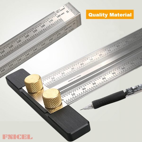 High-precision Scale Ruler T-type Hole Ruler Stainless Woodworking Scribing Mark Line Gauge Carpenter Measuring Tool - Image 3