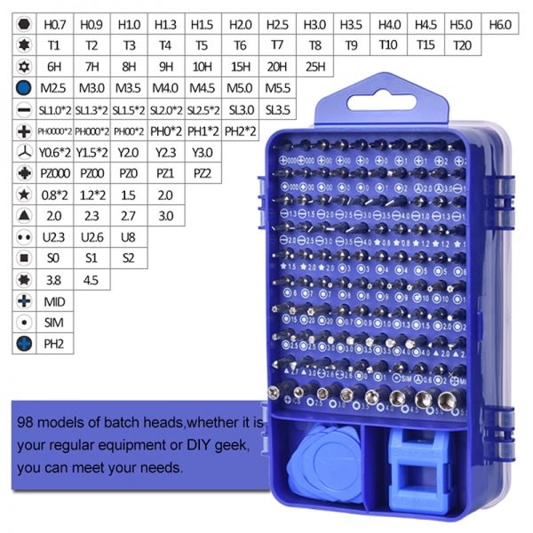 KINDLOV Phone Repair Tools Kit Screwdriver Set Precision 115 In 1 Magnetic Torx Hex Bit Screw Driver Bits Insulated Multitools - Image 2