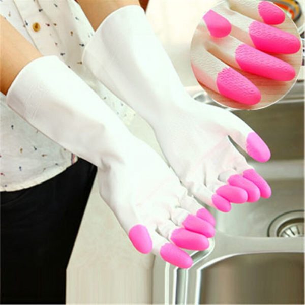 Kitchen Housewares Plastic Waterproof Rubber Gloves Household Housewares Dishwashing Paper Leather Gloves Thin Thick and Durable - Image 2