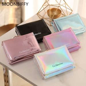 MOONBIFFY Stylish Women Luxury Laser Mini Wallet Card Holder Clutch Coin Purse Leather Handbag Purse Bag Limit 80 Sell at a loss
