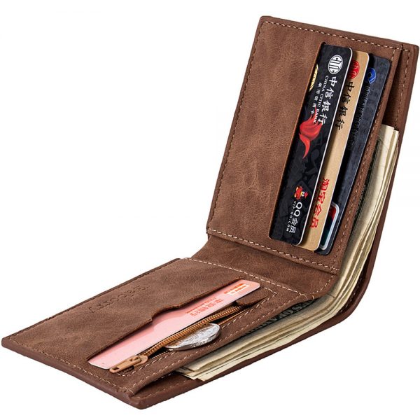 Leather Men Wallet Short Design Waterproof Portable Travel Passport Package Multifunctional Wallet - Image 3