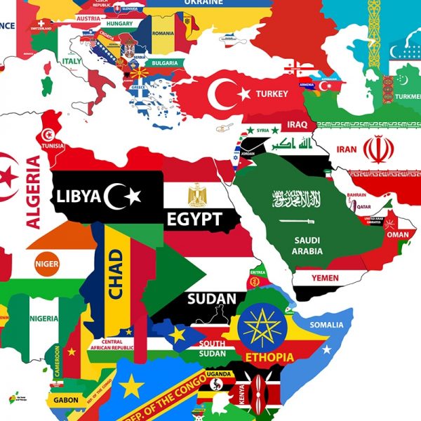 Map of the World Jointed with Countries Flags Poster Canvas Art Prints Creative Map Painting Wall Picture Living Room Home Decor - Image 2