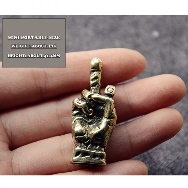 Mini Brass Hands Finger Up Statue Portable Punk Style Decoration Ornament Sculpture Home Office Desk Ornament Funny Toy Gift - Image 5