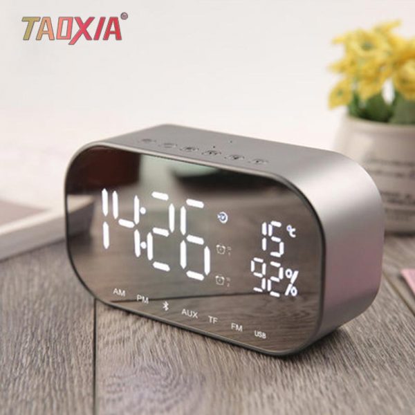 Mini Home Dual Alarm Bell Screen Box Sound Wireless Bluetooth 4.2 Subwoofer New Bedside Sound-box Radio Media Bluetooth Speaker - Image 2