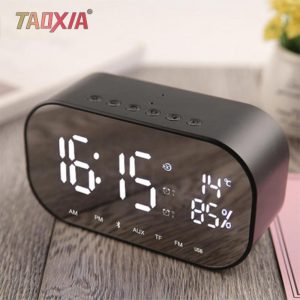 Mini Home Dual Alarm Bell Screen Box Sound Wireless Bluetooth 4.2 Subwoofer New Bedside Sound-box Radio Media Bluetooth Speaker