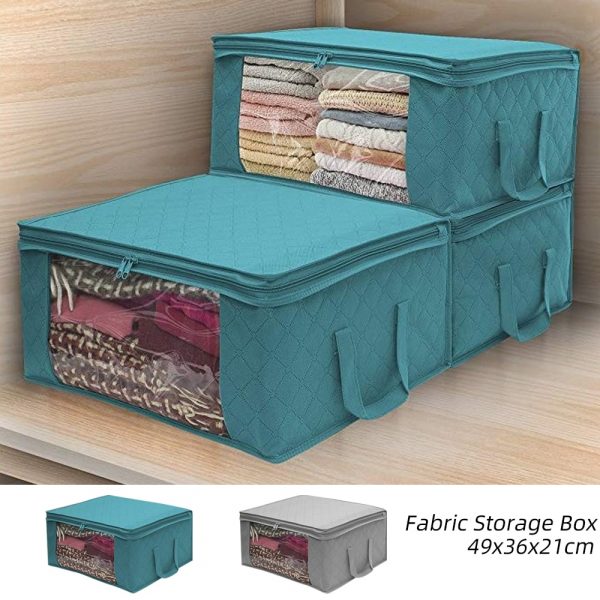 Non Woven Fabric Storage Box Folding Storage Box Clear Window Organizer With Handles 1pcs - Image 2