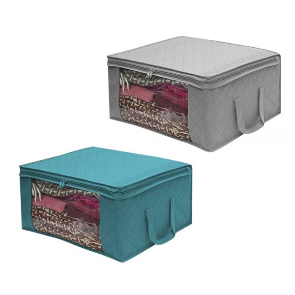 Non Woven Fabric Storage Box Folding Storage Box Clear Window Organizer With Handles 1pcs - Image 3