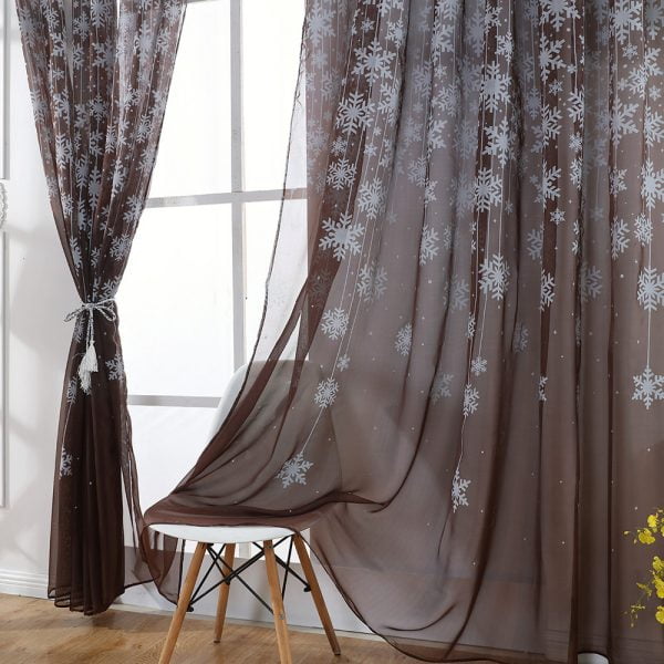 Snowflake Curtain Tulle Window Christmas Decorations For Home Treatment Voile Drape Valance New Year 2020 - Image 2