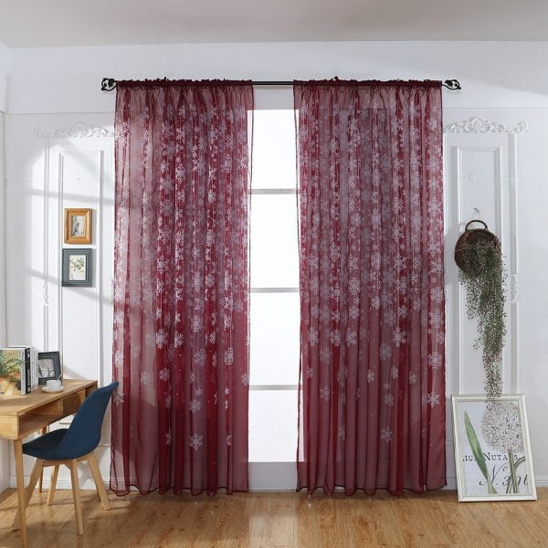 Snowflake Curtain Tulle Window Christmas Decorations For Home Treatment Voile Drape Valance New Year 2020 - Image 3