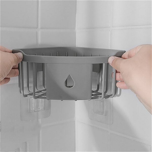 Traceless Plastic Corner Drain Shelve Bathroom Makeup Storage Rack Wash Shower Holder Kitchen Organizer Bathroom Stuff  Gadgets - Image 3