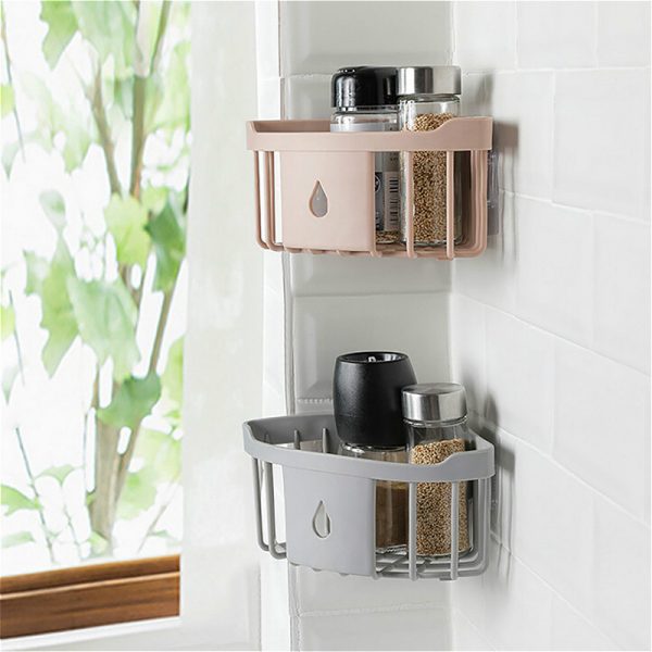 Traceless Plastic Corner Drain Shelve Bathroom Makeup Storage Rack Wash Shower Holder Kitchen Organizer Bathroom Stuff  Gadgets - Image 5