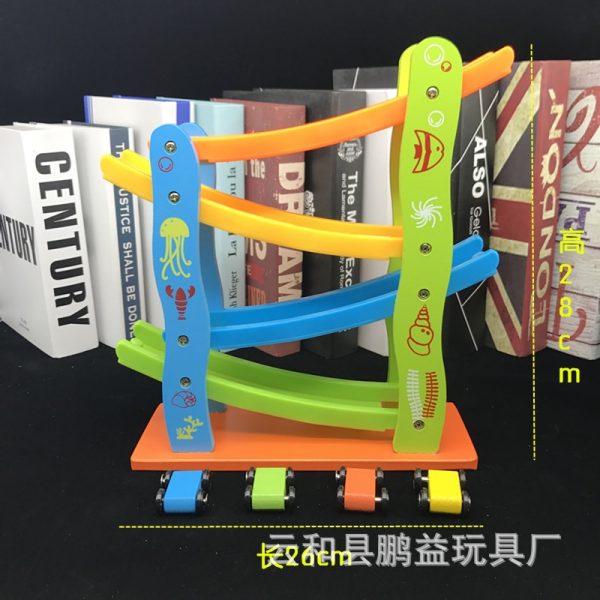 Wooden 7-layer Ramp Race Track & 8 Mini Inertia Car Sliding Toy Vehicel&Train Baby Toddler Motor Skill Developmental Kids Gift - Image 2