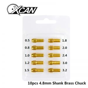XCAN 10pcs 0.5-3.2mm Diameter 4.8mm Shank Brass Chucks Mini Drill Collet Chuck for Dremel Rotary Tool Power Tool Accessory