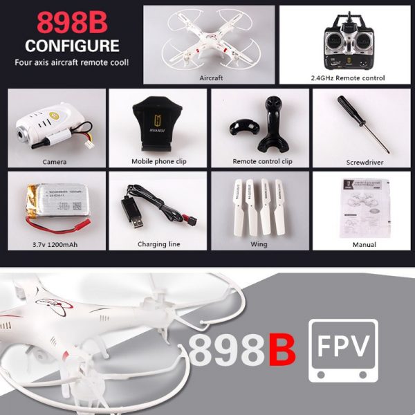 Free shipping 31CM HQ898B RC Drones Quadcopter with 2MP HD WIFI FPV Real-time Camera Quadcopter Helicopter Remote control toys - Image 6