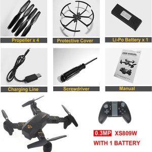 Мини складной дрон XS809W XS809HW с Wi-Fi FPV HD камерой, широкоугольным удержанием высоты, радиоуправляемым квадрокоптером FSWB