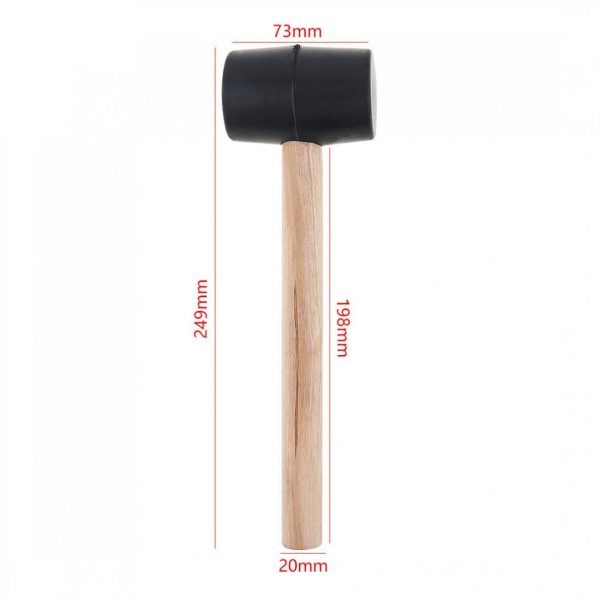 230g Black Non-elastic Rubber Hammer Tile Hammer with Round Head and Wooden Handle for DIY Hand Tool - Image 2