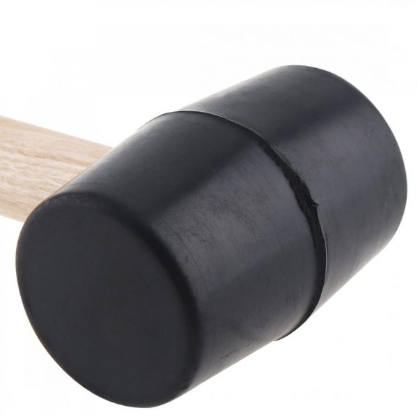 230g Black Non-elastic Rubber Hammer Tile Hammer with Round Head and Wooden Handle for DIY Hand Tool - Image 3