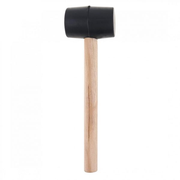 230g Black Non-elastic Rubber Hammer Tile Hammer with Round Head and Wooden Handle for DIY Hand Tool - Image 4