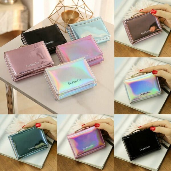 5 Colors Summer Stylish Wallet  Women New Hot Luxury Laser Leather Wallet Card Holder Coin Purse Clutch Mini Laser Wallet - Image 4