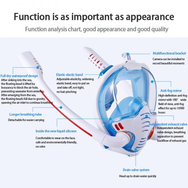 Adult Men Women Swimming Mask Double Breathing Tube Silicone Full Masks Scuba Diving Goggles Equipment Snorkeling -40 - Image 3
