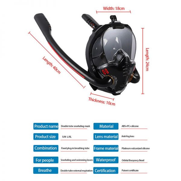 Adult Men Women Swimming Mask Double Breathing Tube Silicone Full Masks Scuba Diving Goggles Equipment Snorkeling -40 - Image 4