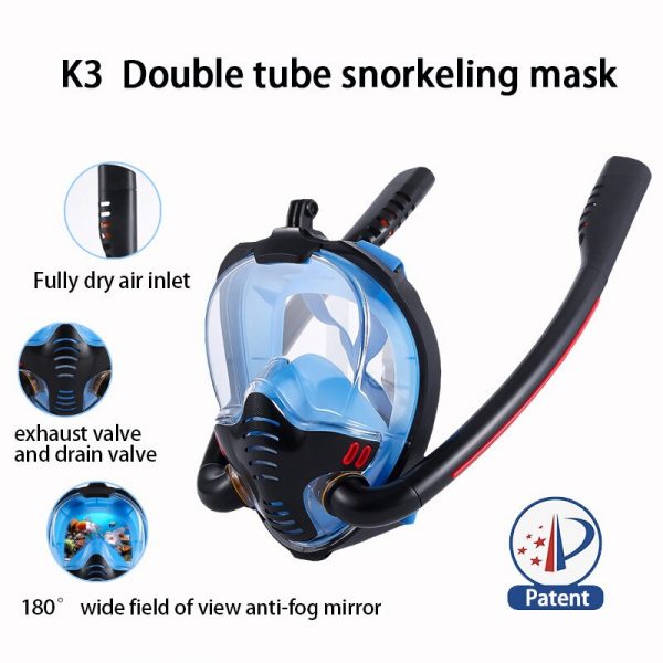 Adult Men Women Swimming Mask Double Breathing Tube Silicone Full Masks Scuba Diving Goggles Equipment Snorkeling -40 - Image 2