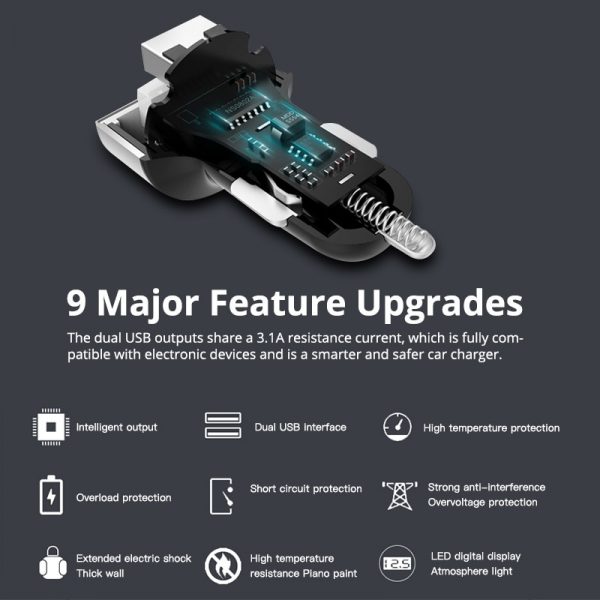 FONKEN USB Car Charger 2 Port LED 3.1A - Image 5