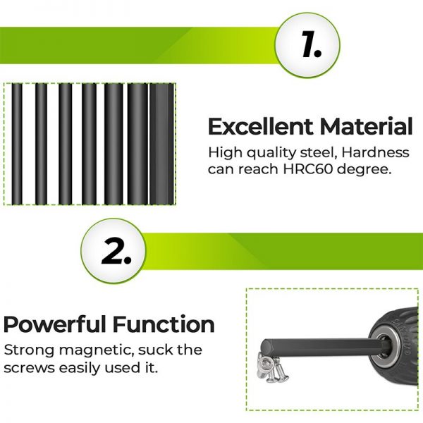 10pcs Hex Head Allen Wrench Drill Bit Set 100mm S2 Steel Allen Screwdriver Bits 1.5mm to 12mm Metric Hex Key Allen Bits with Mag - Image 2