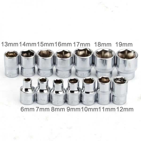 14Pcs 3/8" Drive Socke Set 6 7 8 9 10 11 12 13 14 15 16 17 18 19mm Socket Wrench Set 6 Point Socket Bit Adapter Car Repair Tools - Image 2