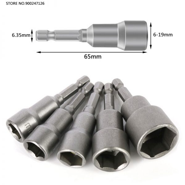 1Pc 6mm-19mm impact Socket Magnetic Nut Screwdriver 1/4 hex key set Drill Bit Adapter for Power Drills Impact Drivers Socket kit - Image 2