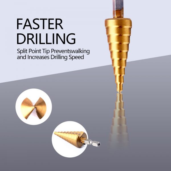 3Pcs 3-12/4-12/4-20 mm HSS Straight Groove Step Drill Bit Titanium Coated Wood Metal Hole Cutter Cone Drill Drilling Power Tools - Image 4