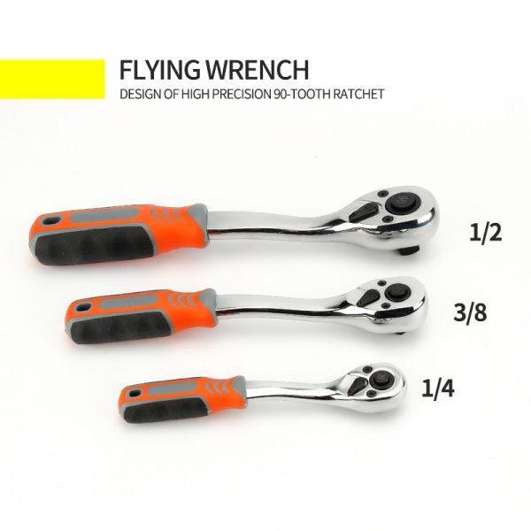 90 Teeth 1/4" 3/8" 1/2" 1Pcs High Torque Crv Ratchet Wrench for Socket Quick Release Professional Hand Tools - Image 2