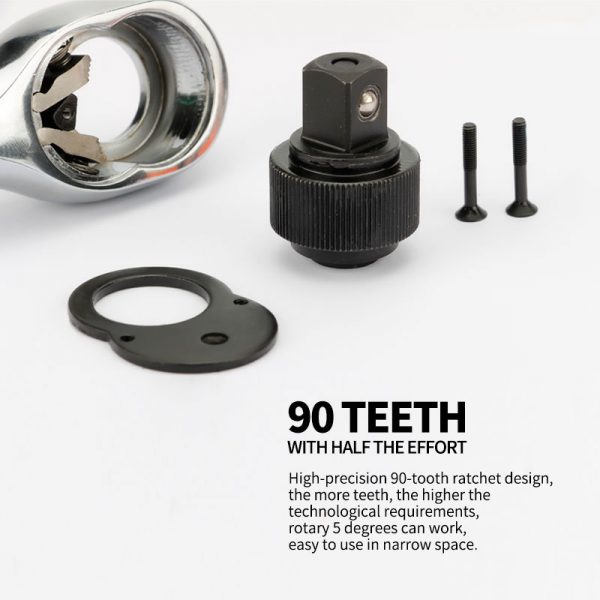 90 Teeth 1/4" 3/8" 1/2" 1Pcs High Torque Crv Ratchet Wrench for Socket Quick Release Professional Hand Tools - Image 4