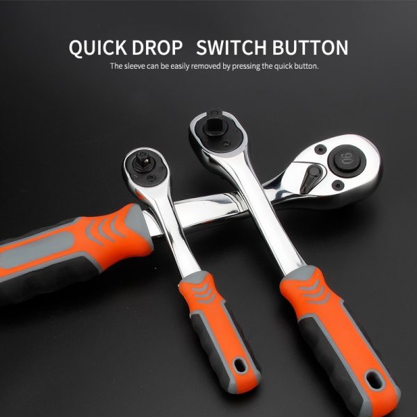 90 Teeth 1/4" 3/8" 1/2" 1Pcs High Torque Crv Ratchet Wrench for Socket Quick Release Professional Hand Tools - Image 5