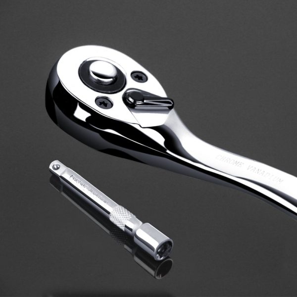 Crv quick release reversible ratchet socket wrench set tools with hanging rack 1/4" 3/8" 1/2" drive sockets set - Image 6