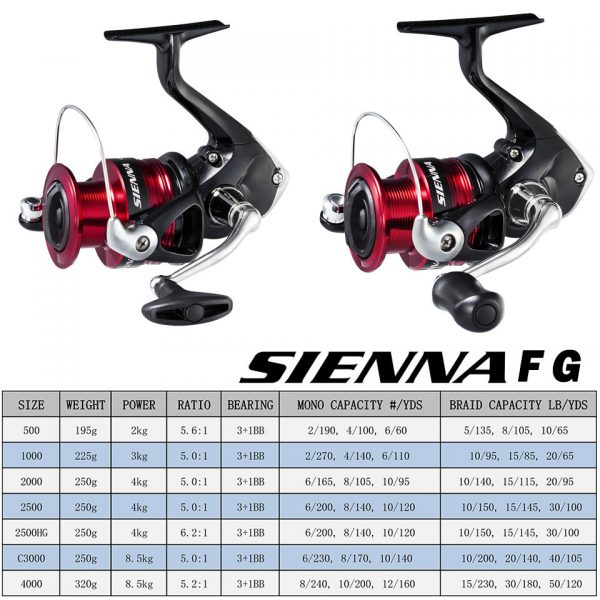 SHIMANO SIENNA Spinning Fishing Reel Seawater/Freshwater 1000FG/2500FG/4000FG Aluminum Spool spinning reel carretilha de pesca - Image 2