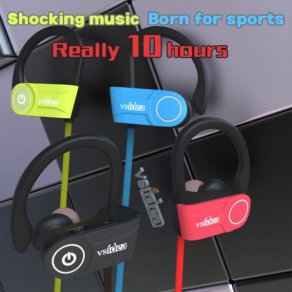 Sports Bluetooth Headphones IPX7 Waterproof Wireless Earphones w/Mic HD Stereo in-Ear Earbuds - Image 4