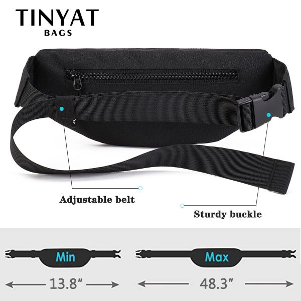 TINYAT Men Waist Bag Pack Purse Casual Large Phone Belt Bag Pouch Women's Canvas Travel Phone Bag Fanny Banana Bag Hip 4 Pockets - Image 2