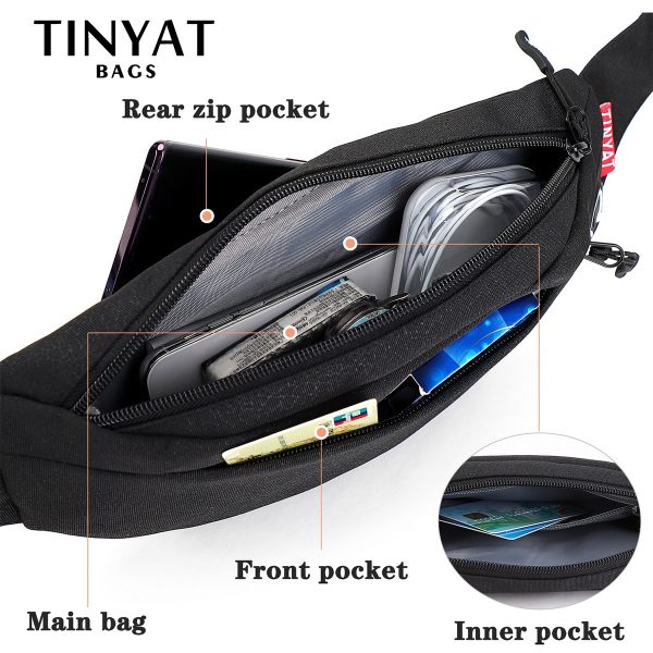 TINYAT Men Waist Bag Pack Purse Casual Large Phone Belt Bag Pouch Women's Canvas Travel Phone Bag Fanny Banana Bag Hip 4 Pockets - Image 3